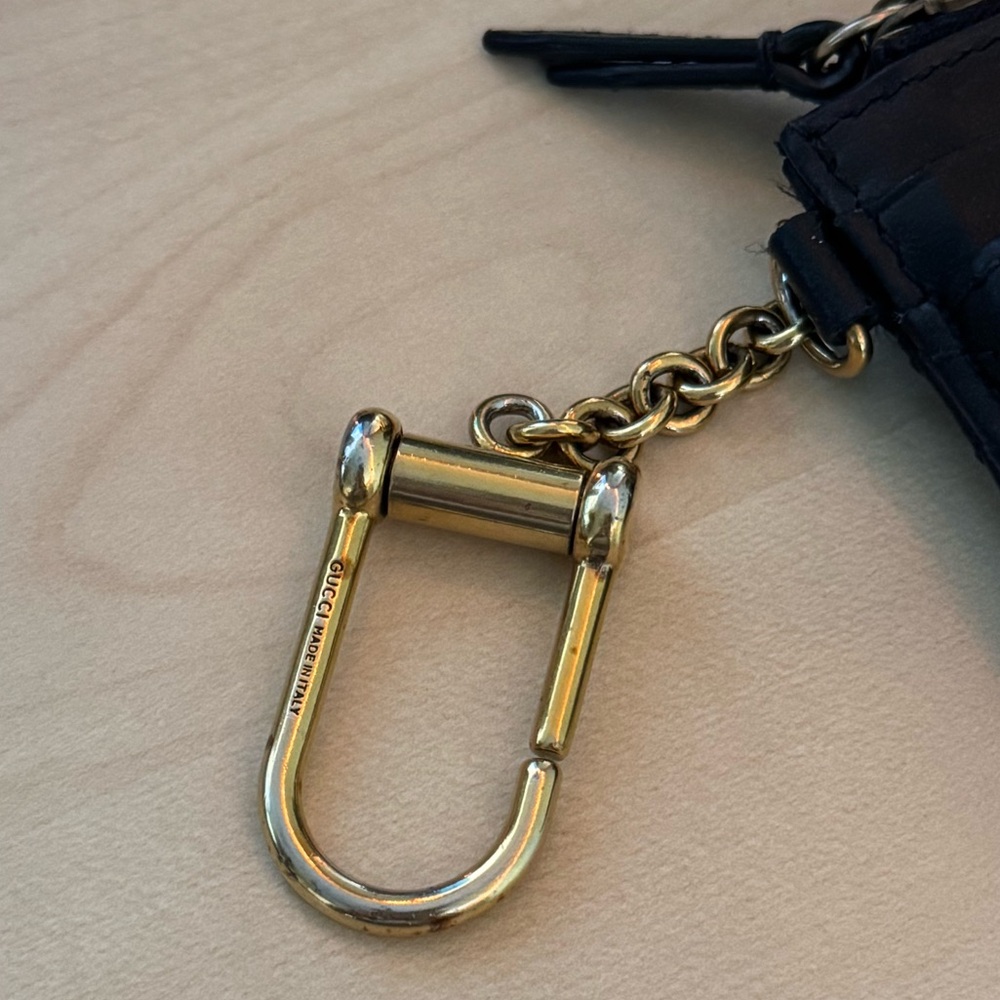 Gucci Black Leather GG Marmont Card Holder Key Ring - Picture 4 of 7